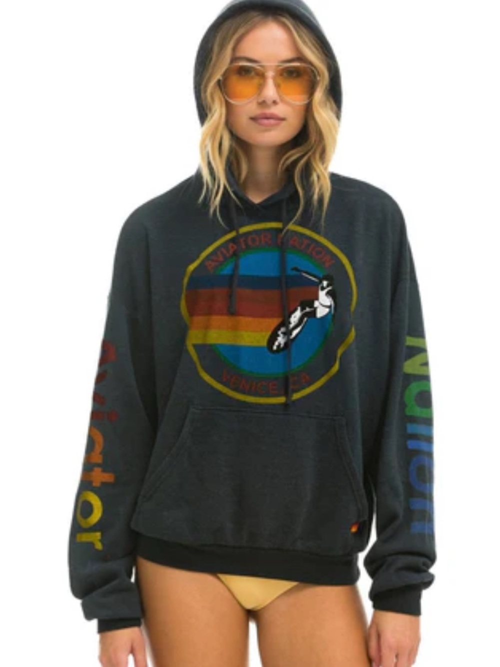 NEW Aviator Nation Charcoal Logo Hoodie size M - Picture 1 of 3